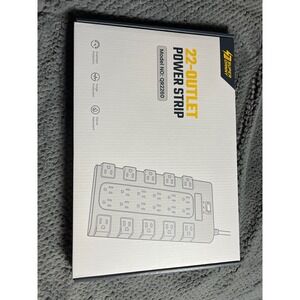 SUPER DANNY 22-Outlet Power Strip Surge Protector 2100J Flat Plug White QR2260